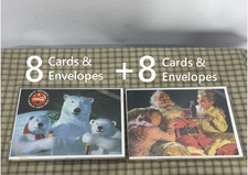 2 Sets Of 8 Coca Cola 1997 Polar Bears and Santa Christmas Holiday Greeting Card picture