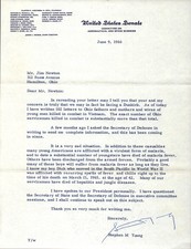Vintage Signed Political Letter Stephen M Young U.S. Senate Vietnam War Malaria picture
