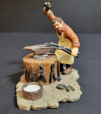 Holiday Time Santas Workbench Christmas Village Blacksmith Making Horseshoes picture