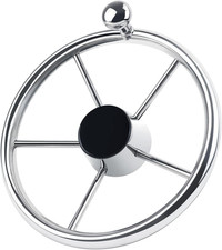 5 Spoke 11 Inch Boat Steering Wheel, Stainless Steel Marine Steering Wheel Fit S picture