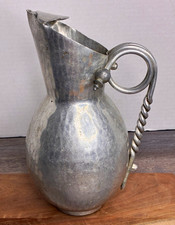 Vintage BW Buenilum Hammered Aluminum Pitcher Mid Century Modern Ice Lip 10
