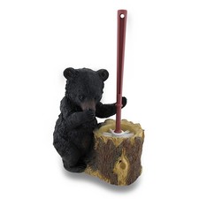 Zeckos Black Bear Butler Toilet Brush and Holder 2 Piece Set picture