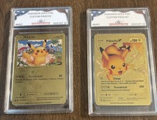 Pokémon Gold Foil Fan Art Pikachu LOT OF Two Basic V And Basic picture