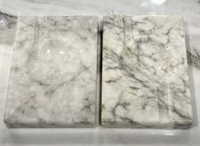Vintage MCM 1950-60’s Italian White Grey Marble Ashtray Pair Mid-Century Modern picture