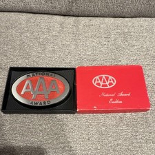 Vintage AAA National Award Enameled Emblem Badge Collectible Vehicle Badge w Box picture