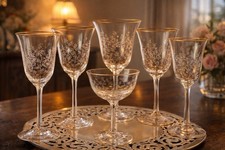Lenox Fontaine Vintage Water Glasses Etched Flowers W Gold Rim Set of 6 picture