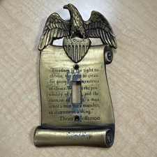 Vtg Brass 3D AMERICAN EAGLE Light Switch Cover THOMAS JEFFERSON Freedom Quote picture