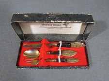 Vintage S Samran Thailand Solid Bronze Cutlery Set in Original Box picture