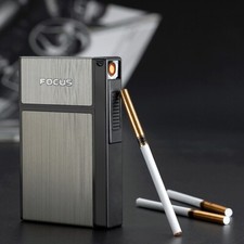 100s Size Cigarette Case Tobacco Box Electric Lighter Windproof USB Rechargeable picture