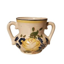 Vintage Red Wing Hand Painted Botanical Design Ceramic Small Vase Double Handle picture