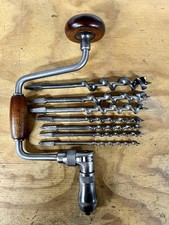 Vintage Stanley Victor #965 10” Sweep Bit Brace Hand Drill & Bit Set, Shop Ready picture