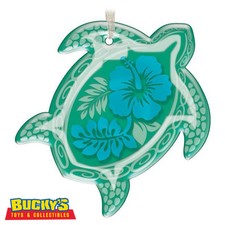 2017 Hallmark Honu Green Sea Turtle Glass Ornament - Hibiscus - Hawaii picture