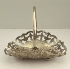 Vintage Sheffield Silver Plated Etched Footed Bon Bon Basket w/Handle SALE picture