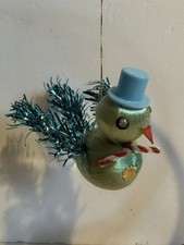 Vintage MCM JAPAN W/ paper label / ribbon wrapped bird / hat / wire tinsel wings picture