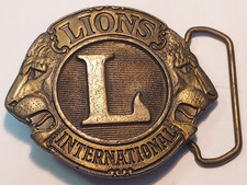 Vintage Lions International Brass Belt Buckle picture
