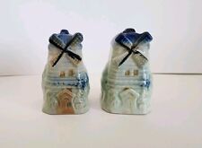Vintage Blue Dutch Style Windmill Salt and Pepper Shakers, Japan picture