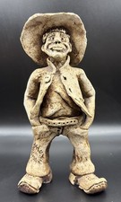 Vintage Studio Pottery Cowboy Figure Folk Art Sculpture Handmade Style picture
