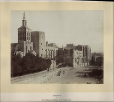 France, Avignon, Château des Papes and the Cathedral, ca.1875, vintage album print picture
