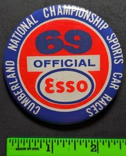 Vintage 1969 Cumberland Sports Car Races ESSO Gas Pinback Pin picture