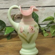 Fenton Lotus Mist Burmese Hand Painted Pitcher 2004 Museum Collection K Easton picture