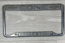 vtg Fullerton California Cone Chevrolet Dealer License Plate Frame Metal Broken picture