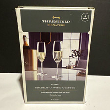 Threshold Crystal Champagne Flutes Set of 4 Clear 7.7 oz picture