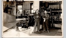 INTERIOR MACHINE ROOM & CREW c1940 postcard real photo rppc steam gas electric picture