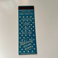 Mildred's Club Cafe Hollywood CA Vintage Matchbook Cover 4MB72-1 picture