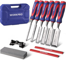 WORKPRO 10 Piece Wood Chisel Set Bevel Edge With Sharpening Case Kit picture