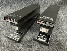 TWO Vintage IBM Computers ACCO No. 30 Stapler Logo Office Supply Staplers picture