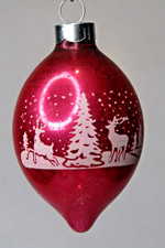 VTG pre WWII Glass REINDEER TREE Pictured Drop Christmas Ornament Shiny Brite picture