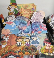Vintage 70's 80's Thanksgiving Die Cut Lot of 16 Dennison FunWorld Beistle Turke picture