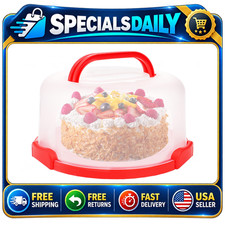 Collapsible Cake Carrier - Portable Red Plastic Holder for 10