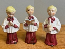 Vintage Christmas 3 Choir Boy Altar Boy in Robes Figurines Ceramic 5 1/4” JAPAN picture