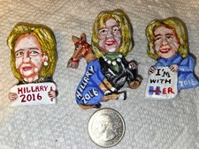 3 - Hillary 2016  Political Pins Folk Art - Artist Alan Ferster - New picture