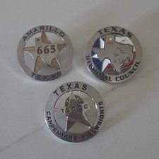 Vintage Texas UBC Carpenters Millwrights Local 665 Amarillo Pin Badge Set 3pc picture