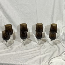 Vintage Smoke Brown Wine Glasses With Twisted Base Very Nice Very Elegant. picture