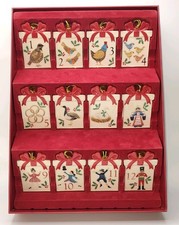 Lenox Twelve Days of Christmas 12  Ornament Set Handpainted Gift Box Shape NEW picture