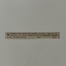 Blake Bros. & Co. Sterling Exchange 1860 Boston Clipping TAJ7-S47 picture