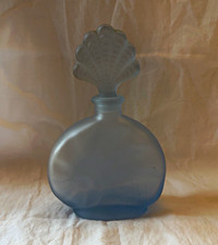 Vintage Blue Frosted Glass Shell Perfume Bottle picture