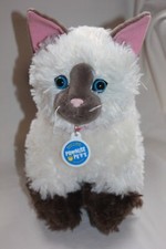 Build A Bear Siamese Cat Promise Pet Plush Cream Brown Blue Eyes collar tag BAB picture