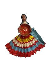 Folk Art Paper Mache Mexican Woman Figurine in Traditional Dress, Vintage picture