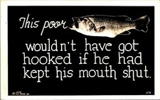  RPPC Comic Fish Wouldn't Have Got Hooked if He Kept Mouth Shut UNP Postcard D2 picture