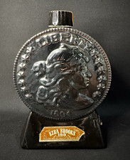 Ezra Brooks 155 Heritage China Black Whiskey Decanter Bottle 1969 picture