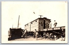 Train Wreck Mexico Checkered Boxcar Mexican Revolution? Real Photo RPPC picture