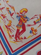 Vintage Mexican Tablecloth XL 72x55 Senoritas Singing Senor Dancing Fiesta picture