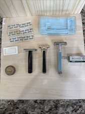 Vintage Safety Razors Set, Gillette, Shick With Wilkinson And Shick Razors picture