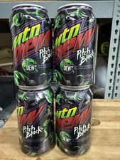 2023 FULL Mountain Dew Mtn Dew Pitch Black 12oz Dew Cans Mtn Dew Can 4 Full Cans picture