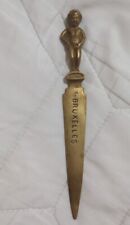 Vntg brass Belgium Sculpted Peeing Boy of Brussels Letter Opener 1945 Bruxelles picture