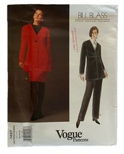 VTG Vogue Pattern 1457 Bill Blass Suit Jacket Skirt Pants Uncut Size 12-14-16 picture